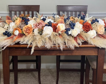 Wedding Sweetheart Terracotta White Navy Blue Ivory Burnt Orange Aisle Arrangement Rust Centerpiece Table Sweetheart Artificial Flowers