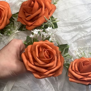 Rust Boutonniere Wedding Groom Burnt Orange Boutonnière Terracotta Groomsmen  Boutonnière Rust Orange Groom Artificial Flowers