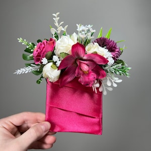 Orkidé Fickboutonniere Bröllop Tropisk Brudgumsboutonniere Fuchsia Strand Fyrkantig Marskalkar Fickboutonniere Orkidé Stark Rosa Djupt Tropisk