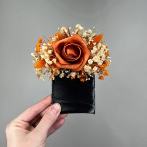 Terracotta Pocket Boutonnière Wedding Rust Square Boutonniere Groom Baby Breath Burnt Orange Boho Fall Pocket Boutonnière Groomsmen