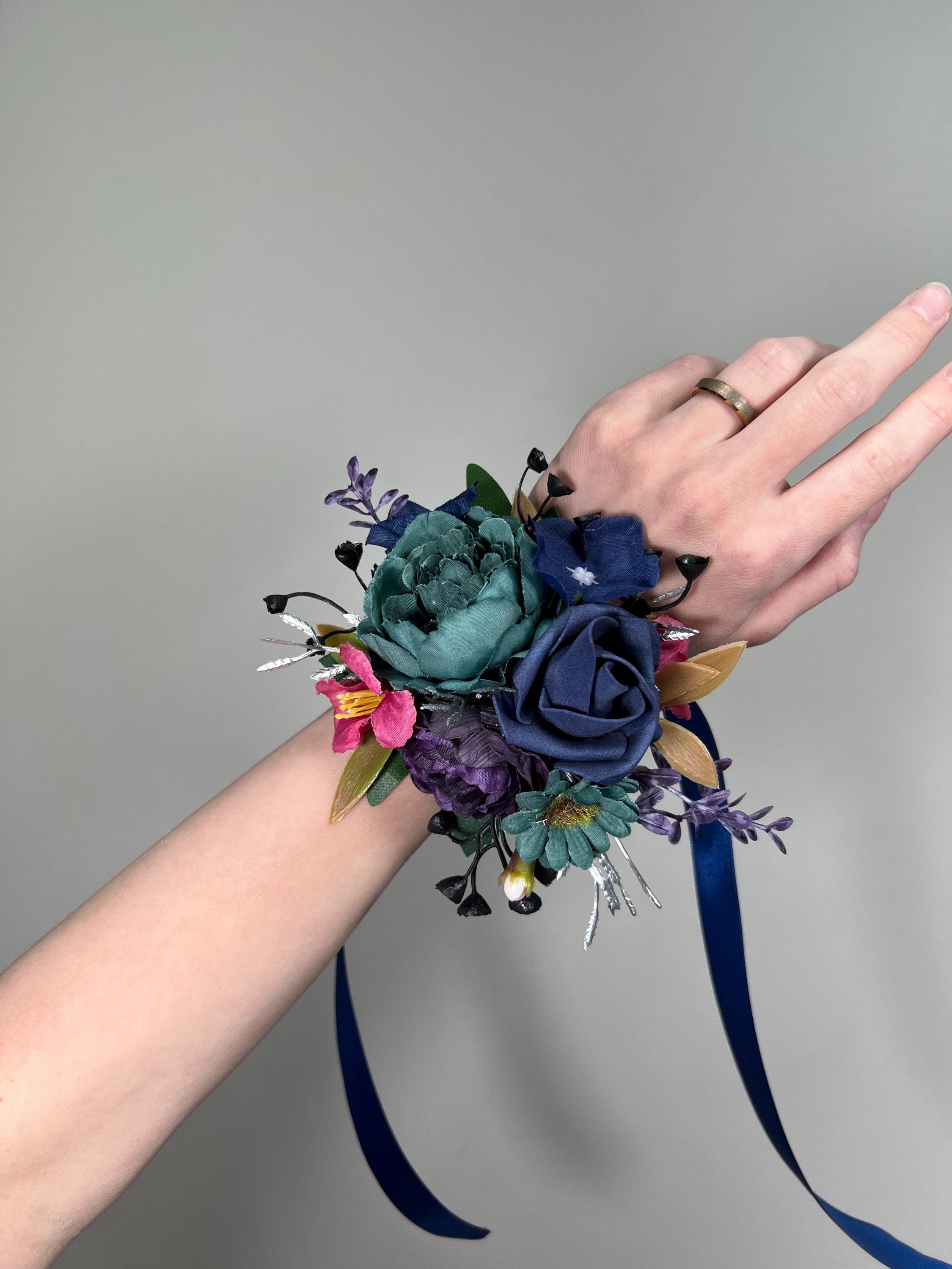 corsage for dark blue dress Royal Blue and Black Corsage and Boutonniere in Piqua OH