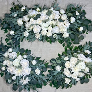 White Arch Arrangement Wedding Ivory Arch Aisle Arrangement White Arbor Arrangement White Eucalyptus Sage Wedding Decor Artificial Flowers