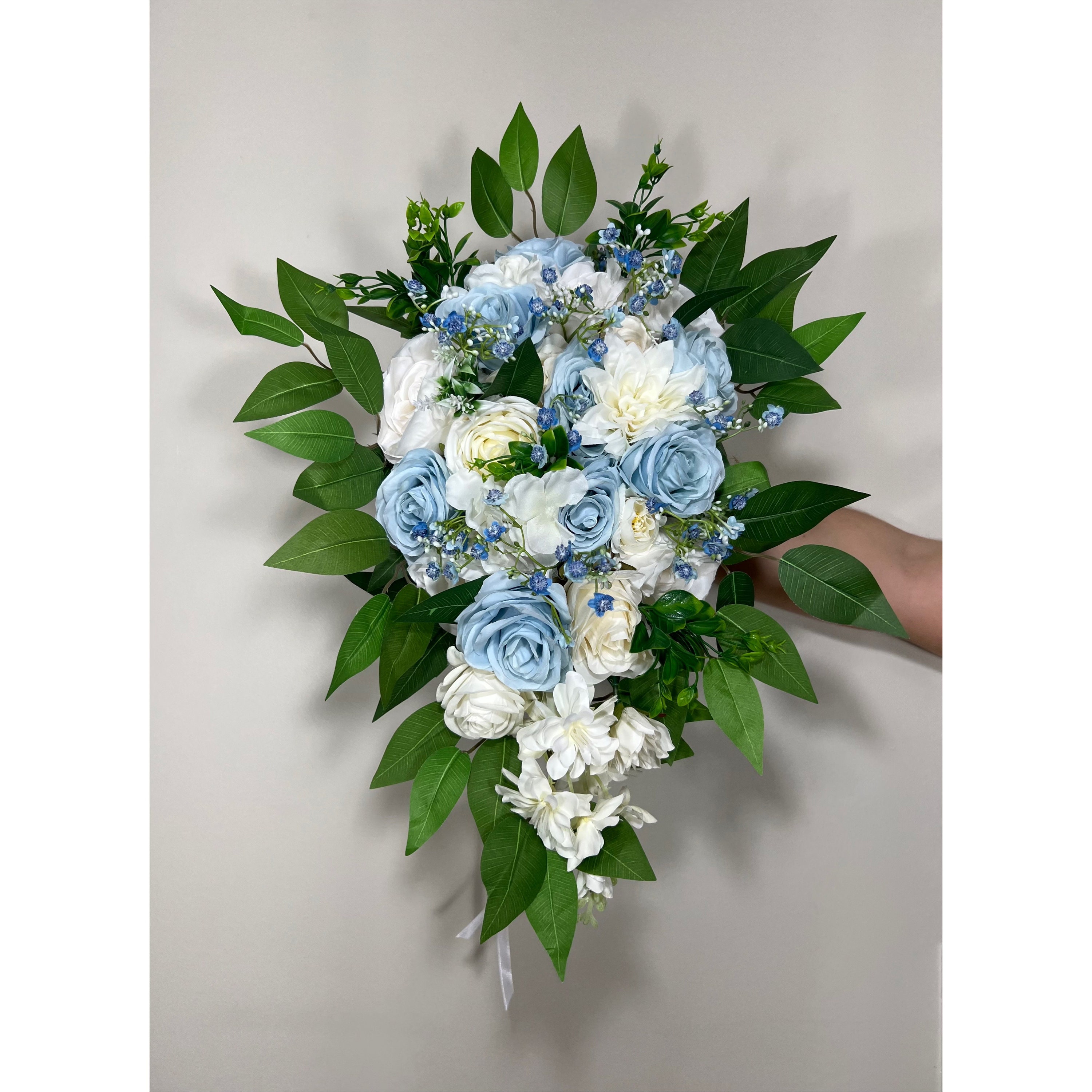 Blue White Cascading Bouquet