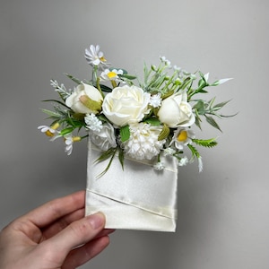 White Pocket Boutonniere Wedding Groom Boutonnière Ivory Square Groomsmen Pocket Boutonniere Wild Flower Ivory Rustic Artificial Flowers