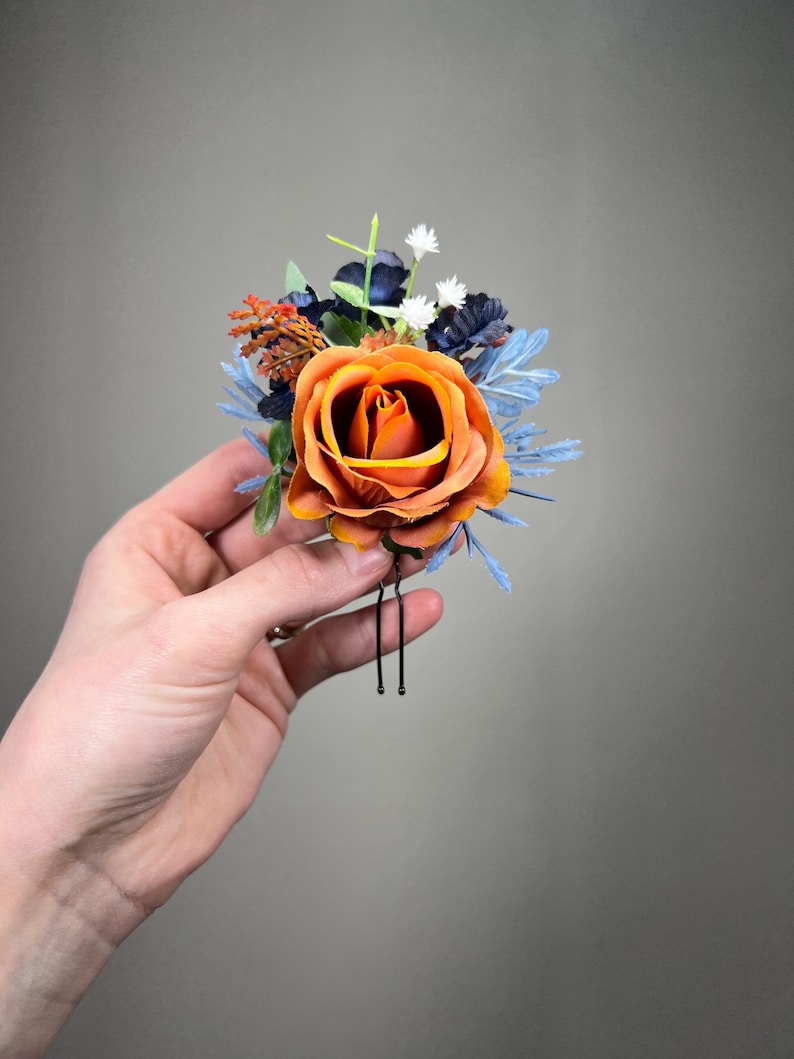 Terracotta Navy Blue Corsage Wedding White Wrist Corsage Burnt Orange ...