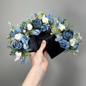 Blue Pocket Boutonniere Wedding Dusty Blue White Groom Boutonnière Square Blue Ivory Blue Groomsmen Boutonniere Pocket Dusty Blue Greenery