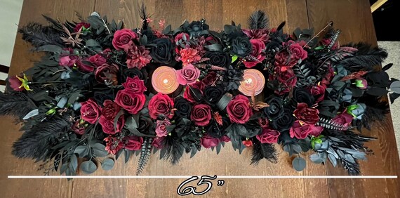 pofluany 10 rose artificiali con foglie verdi, fiori finti in seta, per matrimoni, feste di Halloween, vacanze, casa, ufficio, tavolo, centrotavola