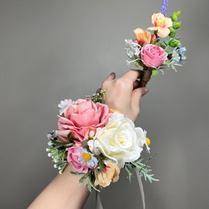 Boutonniere Wild Flower Wedding Groom Pink Groomsmen Boutonnière Pink Corsage Boutonniere White Multicolor Artificial Flower Wild Camomile