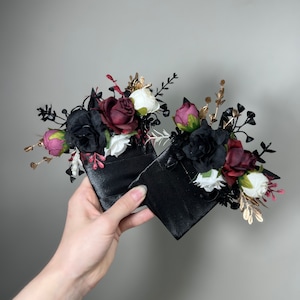Black Pocket Boutonniere Wedding Groom Boutonnière Black Burgundy Square Groomsmen Pocket Boutonniere Black White Gothic Boutonniere