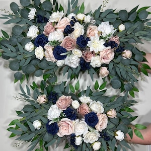 Wedding Arch Arrangement Dusty Rose Arch Aisle Navy Blue Arrangement Dusty Rose Navy Blue Wall Decor White Swag Artificial Flower