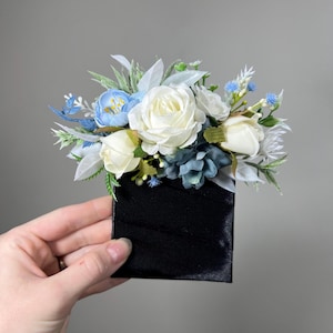 Blue Pocket Boutonniere Wedding Dusty Blue White Groom Boutonnière Square Blue Ivory Light Blue Groomsmen Boutonniere Pocket Sky Blue