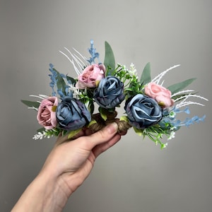 Dusty Blue Boutonnière Wedding Blue Dusty Rose Boutonniere Groom Pink Groomsmen Dusty Pink Blue Boutonniere White Rose Dusty Blue Eucalyptus