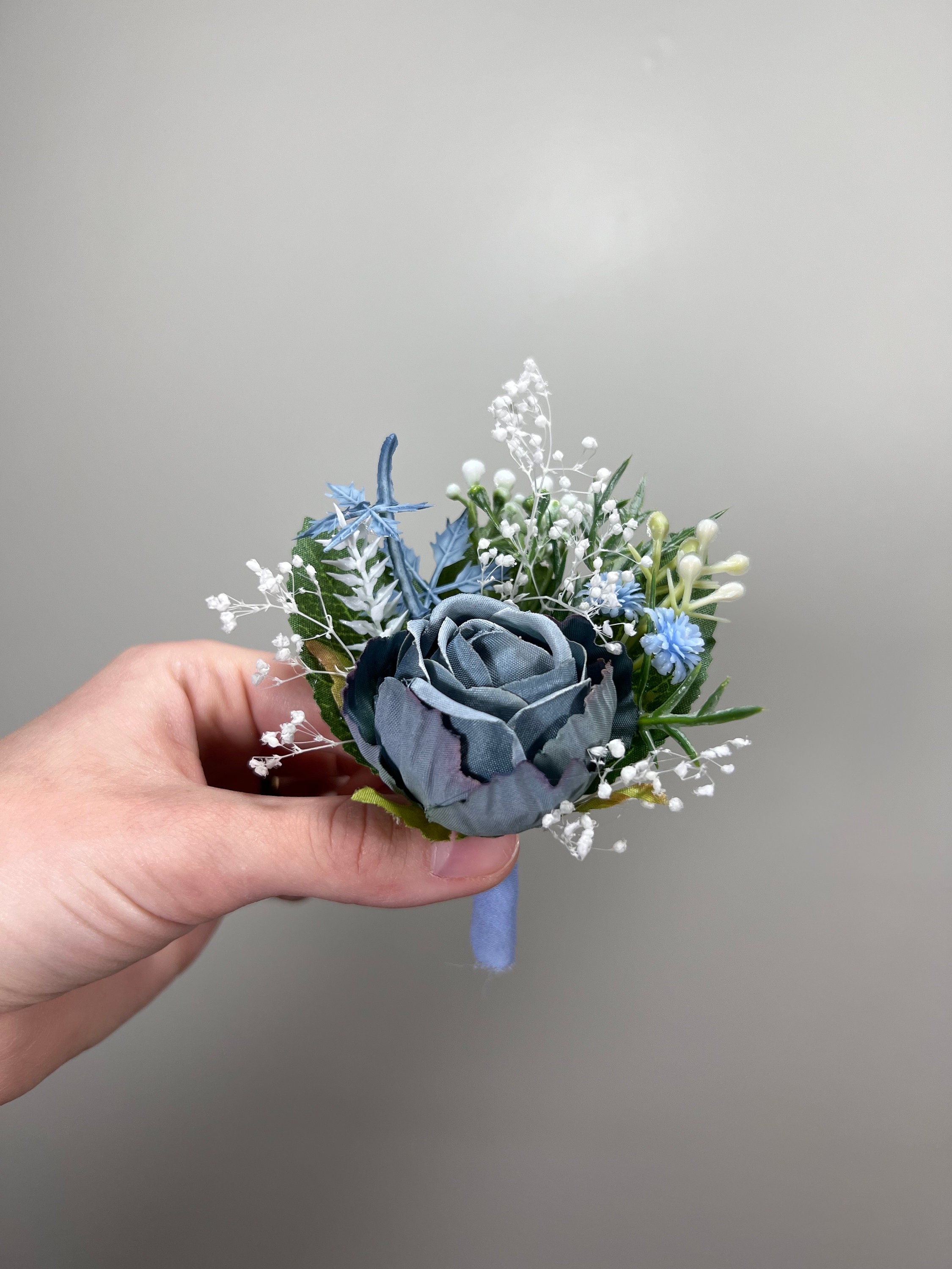 Wedding Boutonniere Dusty Blue Groom Wedding Groomsmen Boutonnière