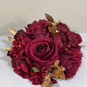 Décoration de gâteau de mariage bordeaux grande décoration de gâteau arrangements de gâteau décoration de gâteau de mariage bordeaux bordeaux or décoration de gâteau fleurs artificielles