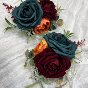Teal Cake Decoration Terracotta Cake Topper Dark Teal Burgundy Decor Cake Arrangements Teal Wedding Cake Decoration Rust Flower Topper