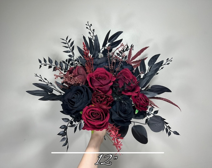 Red And Black Pat Med Red And Black Bridal Bouquet Black And Red