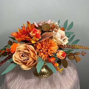 Wedding Centerpiece Terracotta Boho Table Decor White Centerpiece Burnt Orange Table Centerpiece Rust Eucalyptus Artificial Flower