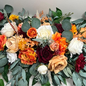 Orange Arch Arrangement Wedding White Terracotta White Arbor Arrangement Fall Burnt Orange Burgundy Arch Arrangement Artificial Flower