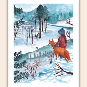 Art print - Watercolor illustration - The frozen river - A4 and A3 sizes