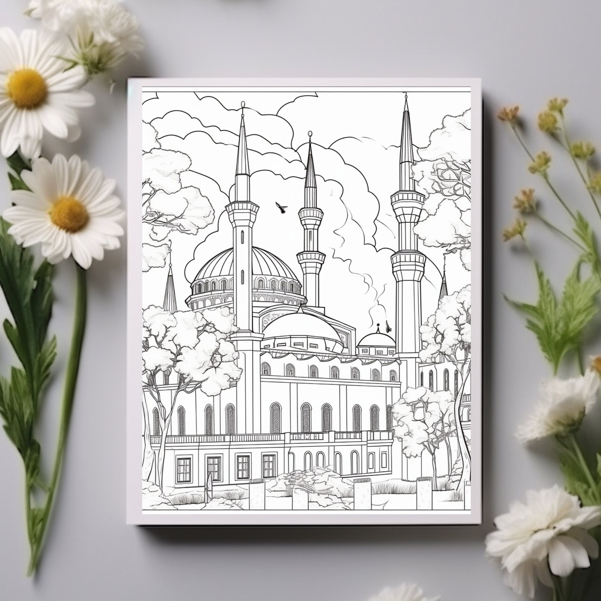 Islamic Mosque Adult Coloring Pages, Digital Download, Printable, 36 ...