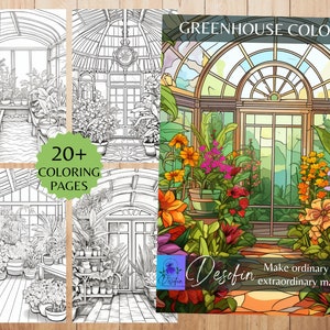 Greenhouse Coloring Pages: Floral Garden Line Art Bundle (PDF)