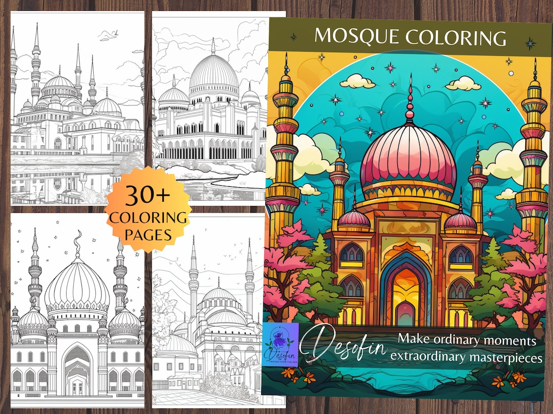 Islamic Mosque Adult Coloring Pages, Digital Download, Printable, 36 ...