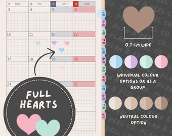 Full Hearts | Planner Stickers | Minimal | Matte Star Stickers | Hobonichi | Bullet Journal