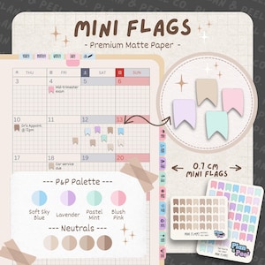 Mini Flags || Matte & Transparent || Planner Stickers || Hobonichi