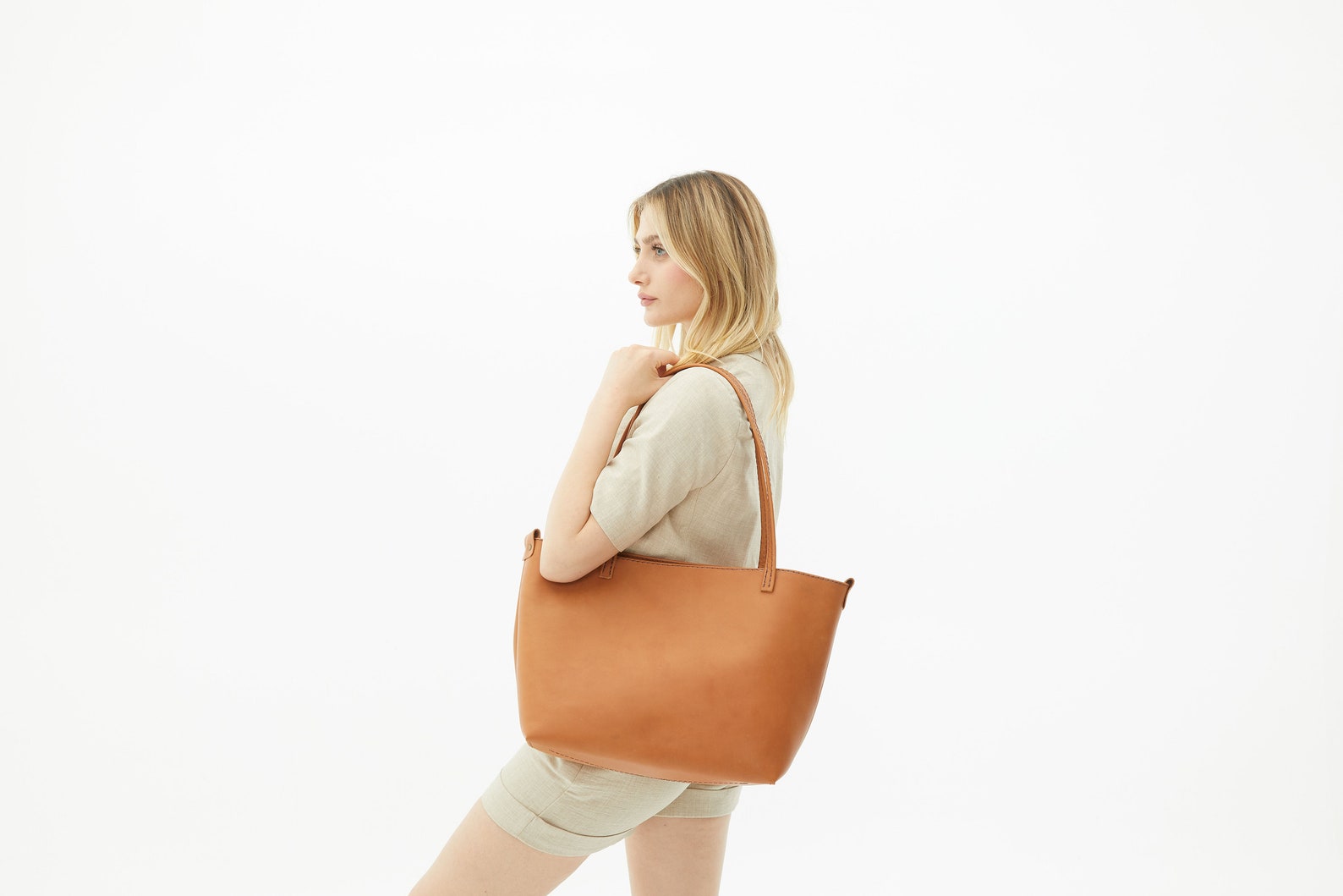 Orange Leather Laptop Tote Bag for Women Leather Tote Bag Etsy