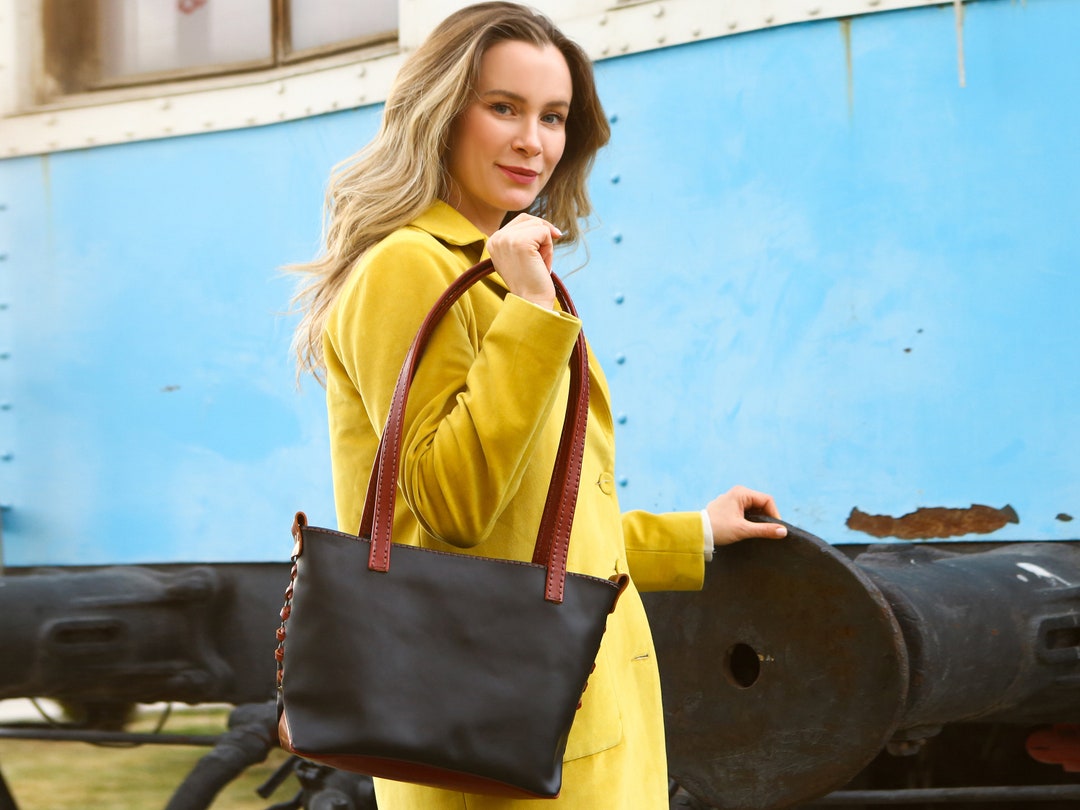 Women Leather Cute Teacher Tote Bags Leather Black Tote Bags for Women