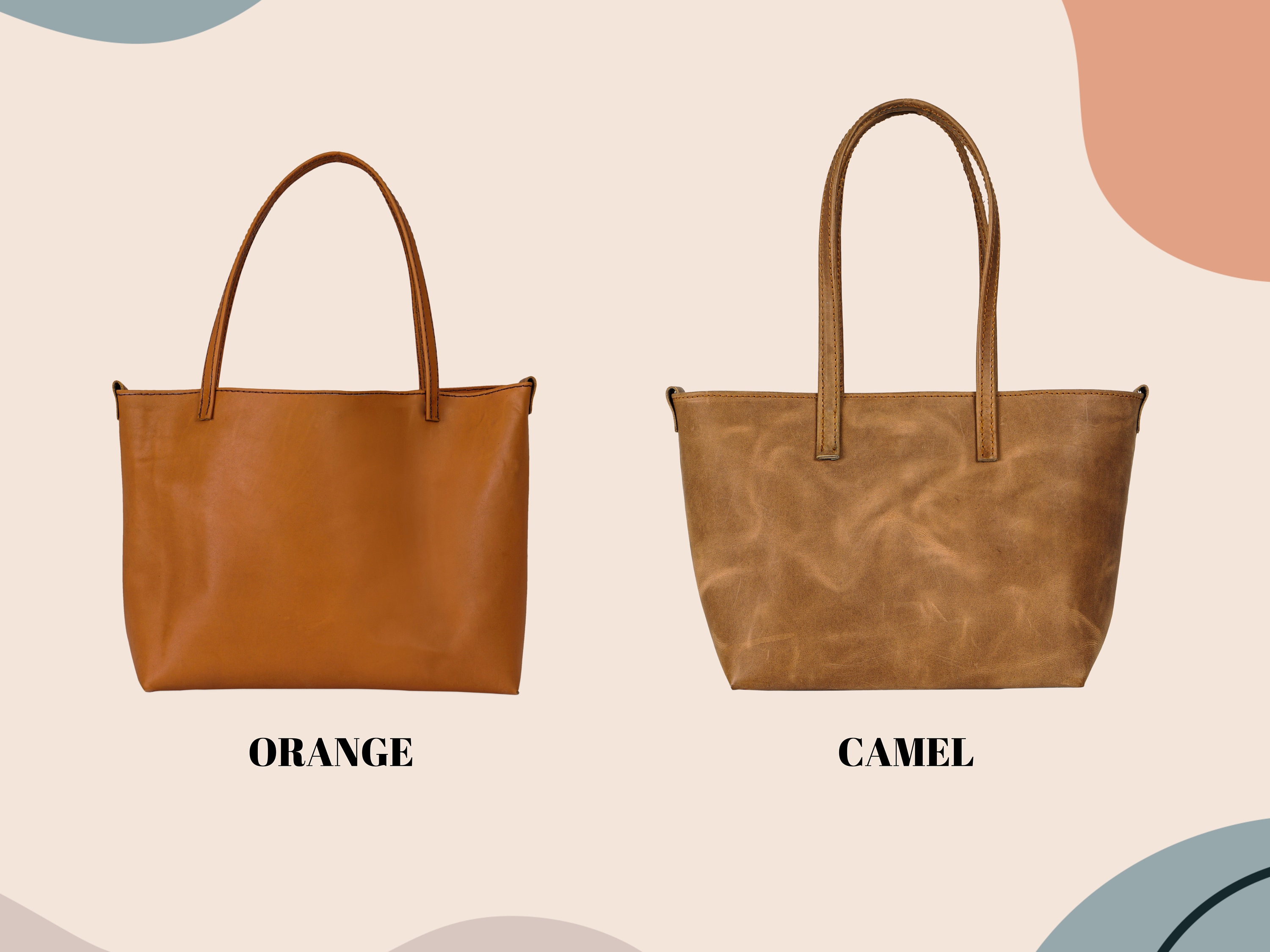 Orange Leather Laptop Tote Bag for Women Leather Tote Bag Etsy