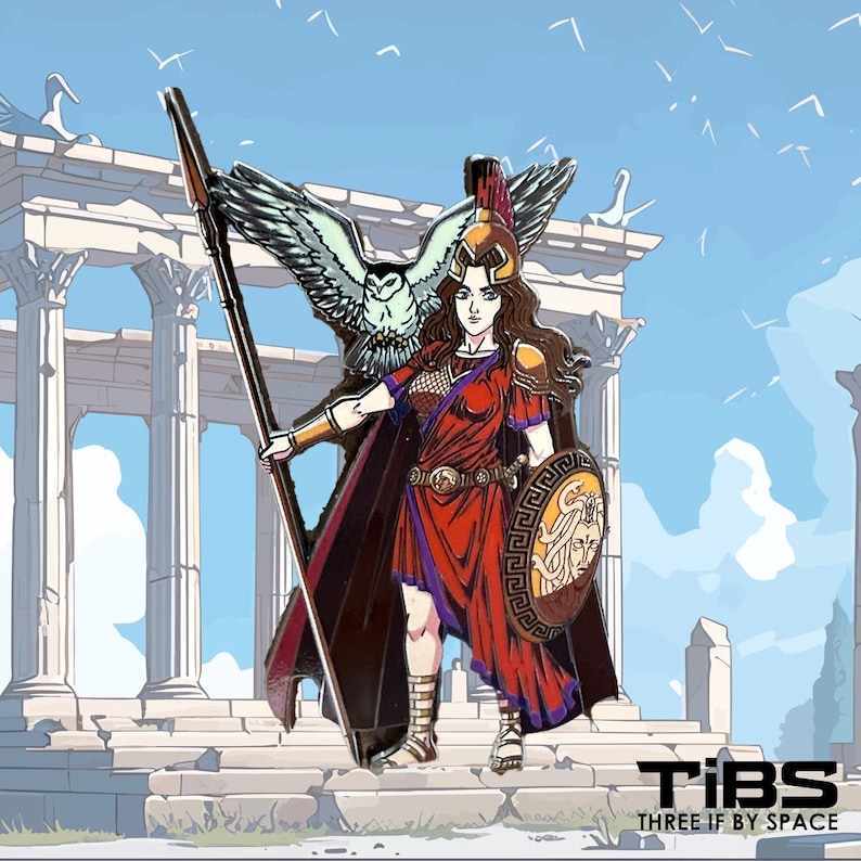 Tibs Greek Mythology Athena 3″ Enamel Pin - Etsy