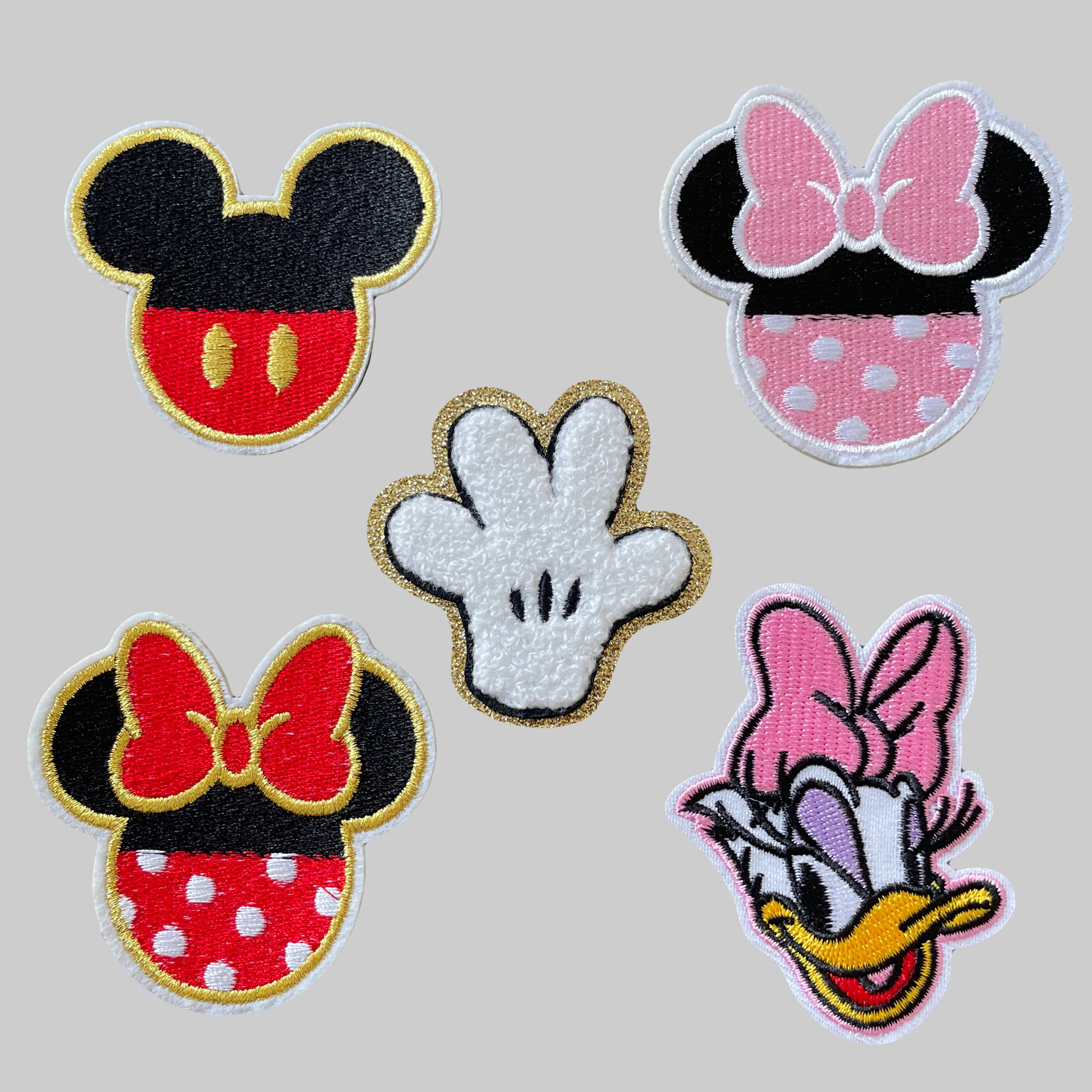 3.5 Inch Glitter Minnie Mouse Iron on Patch Glitter Mickey Mouse Iron on Patch  Embroidered Disney Patch 