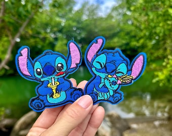 STITCH Fans | Ready to Ship | Cute Keychain  | Disney embroidered patch | 3D Rubber keychain