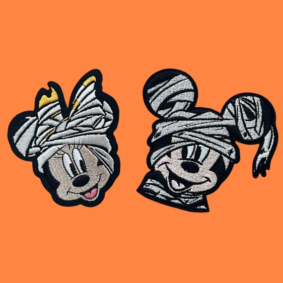 Mickey & Minnie Mummy Patch: Halloween Embroidered Iron-On