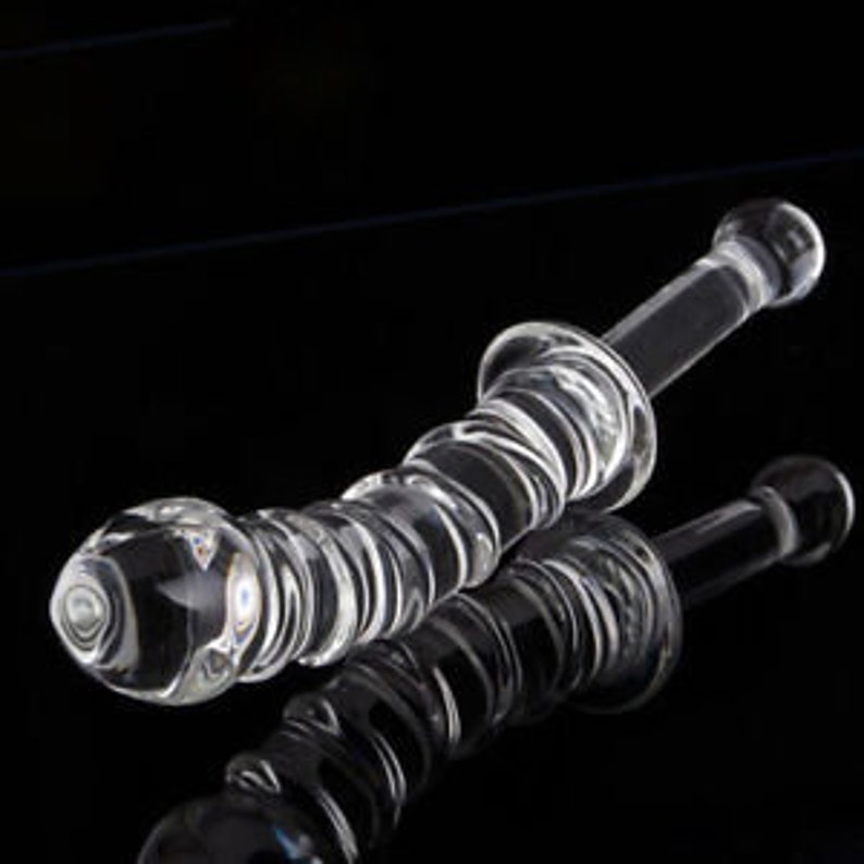 Glittergasm Realistic Clear Dildo with Balls and Suction Cup - Red/Orange/Golden Glitter