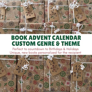 Custom Book Advent Countdown Gift - YOU PICK genre - Christmas, Birthday, Holidays, Hanukkah, Baby Shower - Personalized NEW Book Selections