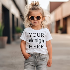 Kids Bella Canvas 3001T Natural T-Shirt Mockup, Kids T-Shirt Mockup Girl TShirt Mockup Kids Outdoor Mockup Toddler Girl Fall Shirt Mockup