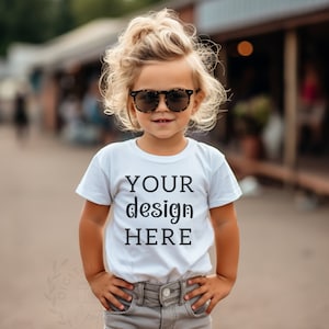 White Kids Bella Canvas 3001 Kids Shirt Mockup Bundle Girls T-Shirt Mock up White Summer Mockup Toddler Tshirt Mock Ups Tshirt Fall Mockups