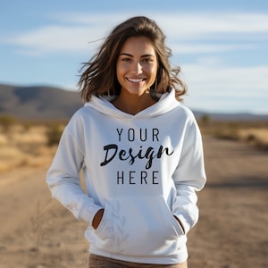 Gildan 18500 White Hoodie Mockup, Gildan Hoodie Mock up, White Hoodie Mockup, Oversized Sweatshirt mockup, Styled Mockup