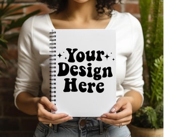 Spiral Notebook Mockup with Female Model (JPEG)
