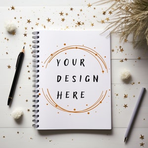 Spiral Notebook Mockup, Blank Journal Template, Digital Product Photo, Photoshop Mockup, Stationery Mockup, Printify, Print on Demond, POD