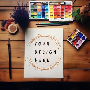 Coloring sheets mockup background, Coloring page for adult & kids mockup, desk mock-up, wooden desk background, PNG