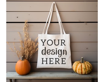 Canvas Tote Bag Mockup, Halloween, Spring (PNG)