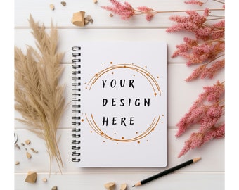 Spiral Notebook Mockup, Blank Journal Template (Digital Download)
