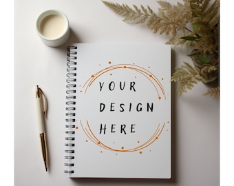 Blank Spiral Notebook Mockup, Digital Journal Template (PNG)