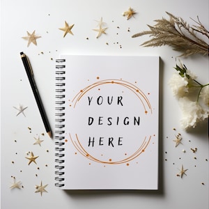 Spiral Notebook Mockup, Blank Journal Template, Digital Product Photo, Photoshop Mockup, Stationery Mockup, Printify, Print on Demond, POD