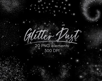 Silver glitter dust clipart, Digital download, Commercial use, PNG
