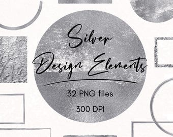 Silver design elements clipart, Circles, Rectangle, Squares, Frames, Commercial use, PNG