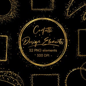Gold Design-Elemente, Goldfolie Elemente, Goldformen Clip Art, Goldrahmen, Goldkonfetti, Konfettirahmen, Rahmenclipart, Rahmenüberlagerung
